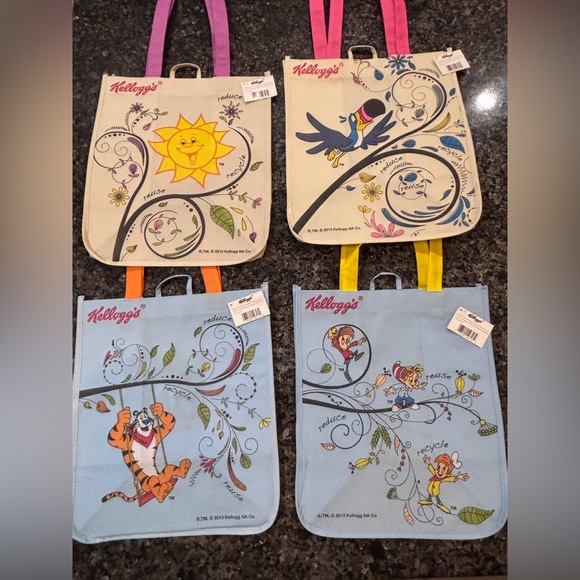Kelloggs Other - Kellogg’s 2013 Reusable Grocery Tote Bags Set of 4 Cereal Mascot Collection